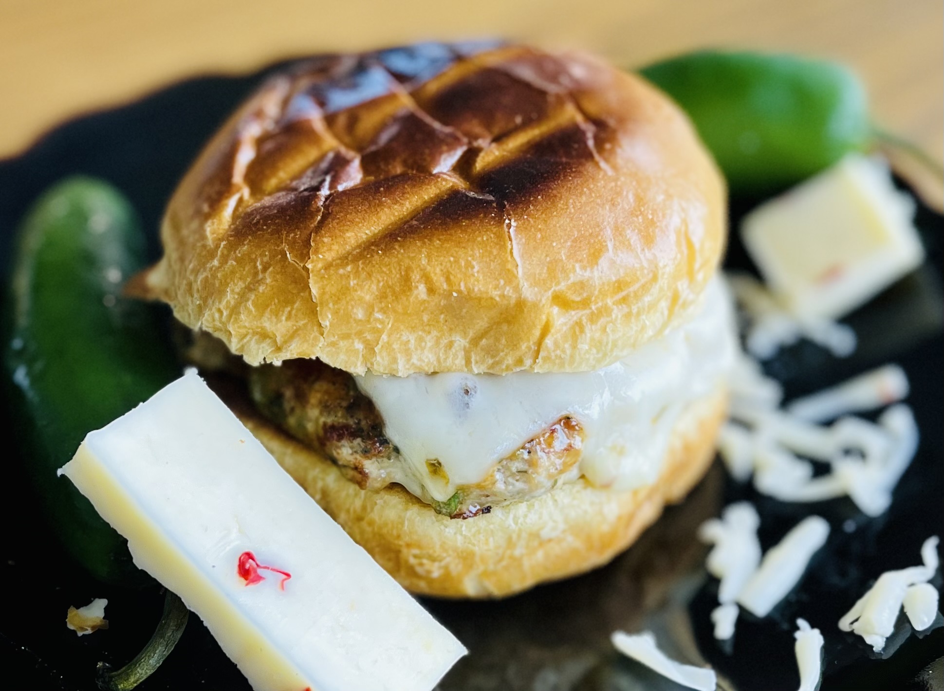 Jalapeno Pepper Jack Chicken Burger & Roasted Garlic Mayo Crazily